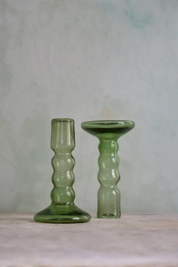 Bougeoir Bulles Vert Fume Candleholder