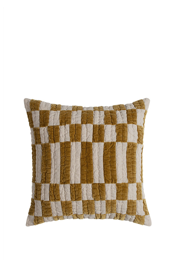 Checkerboard Cushion Cover Square Golden Lichen